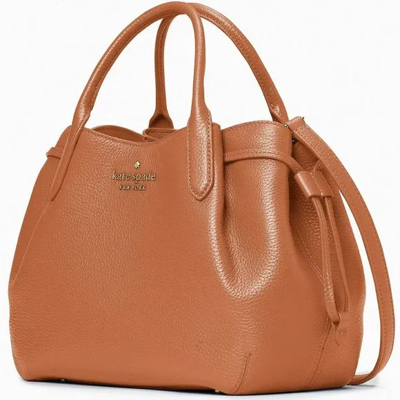 New Kate Spade Dumpling Small Satchel Pebble Leather Warm Gingerbread - Picture 3 of 4